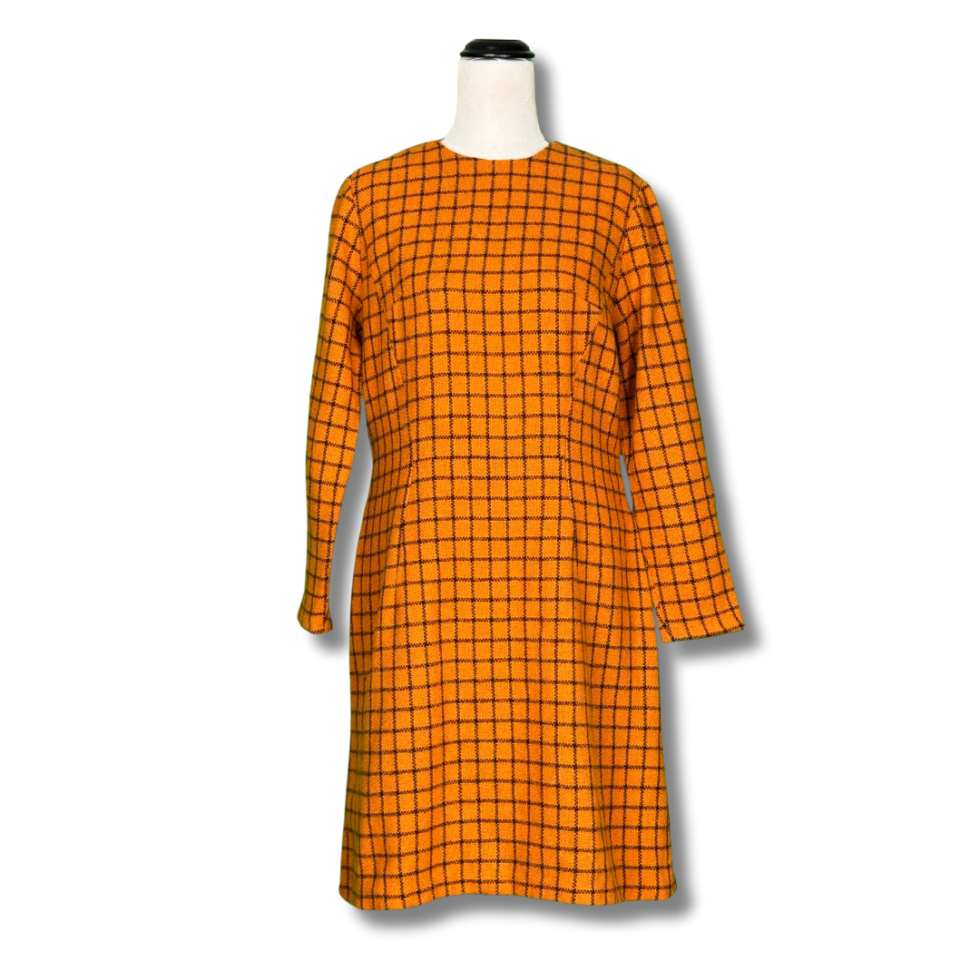 Handmade Vintage 60s Orange Check Shift Dress Cheribomb Retro