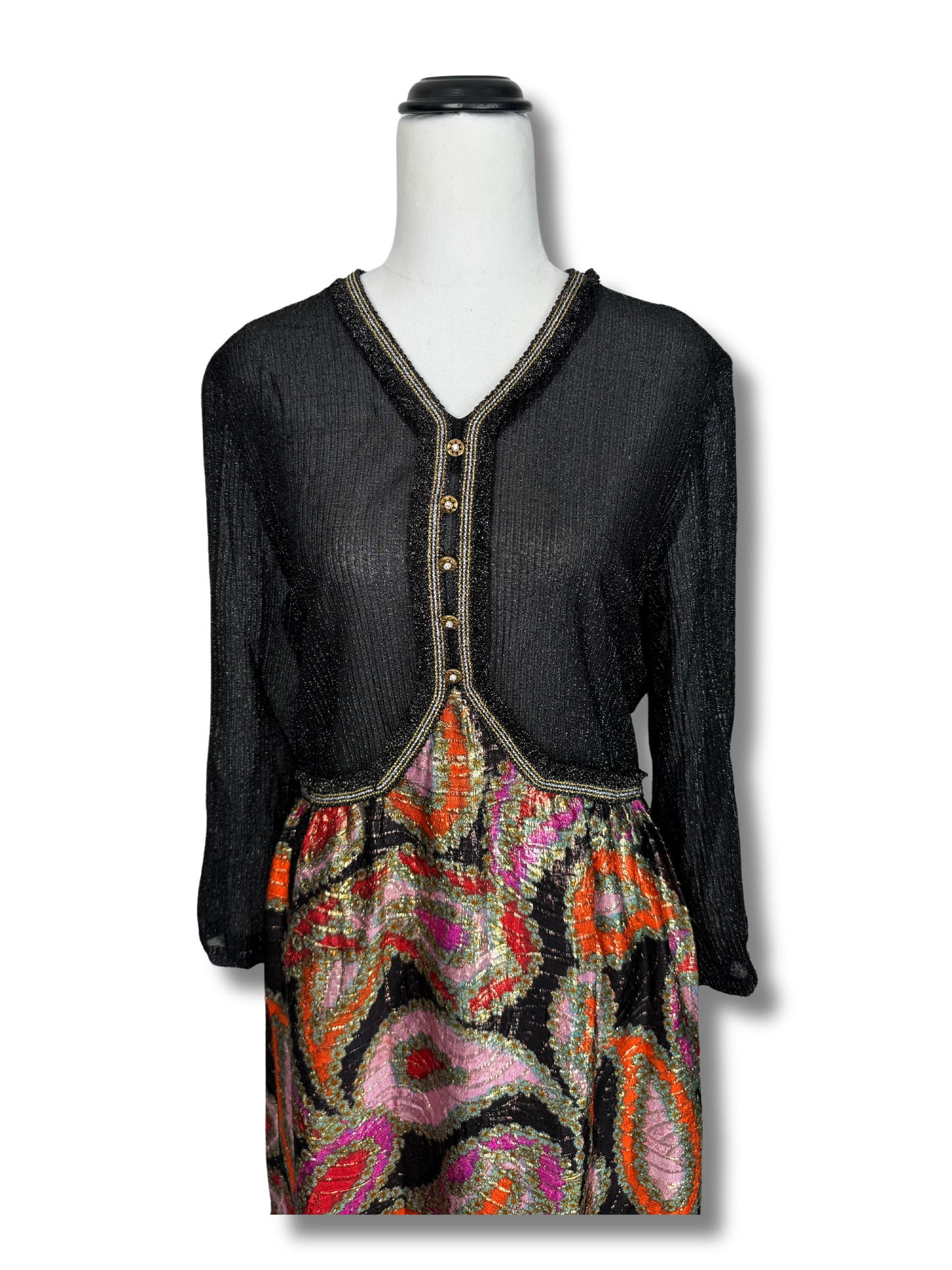 Edy the Joyce Late 70's Metallic Paisley Maxi Dress