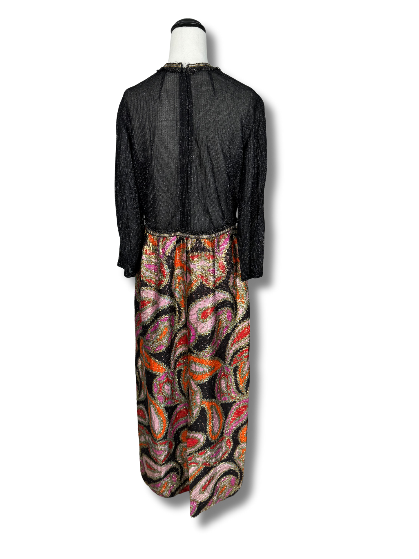 Edy the Joyce Late 70's Metallic Paisley Maxi Dress