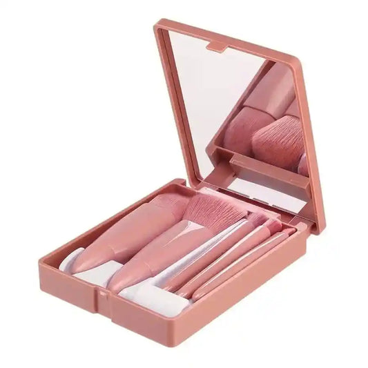 Pocket Makeup Brush Set with Mirror