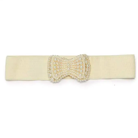 Banned Retro Pearl Bow Elastic Belt