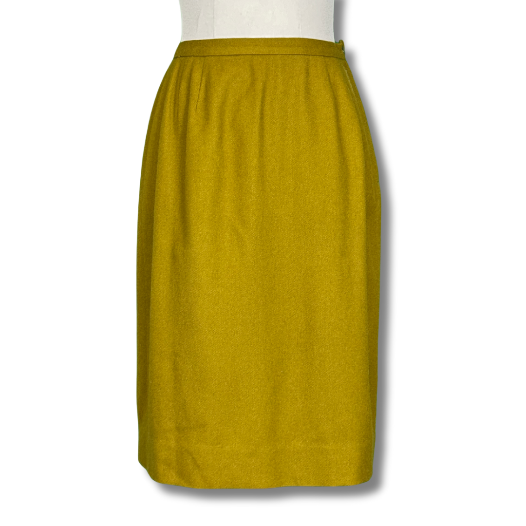 Benita Vintage 50s Mustard Wool Pencil Skirt