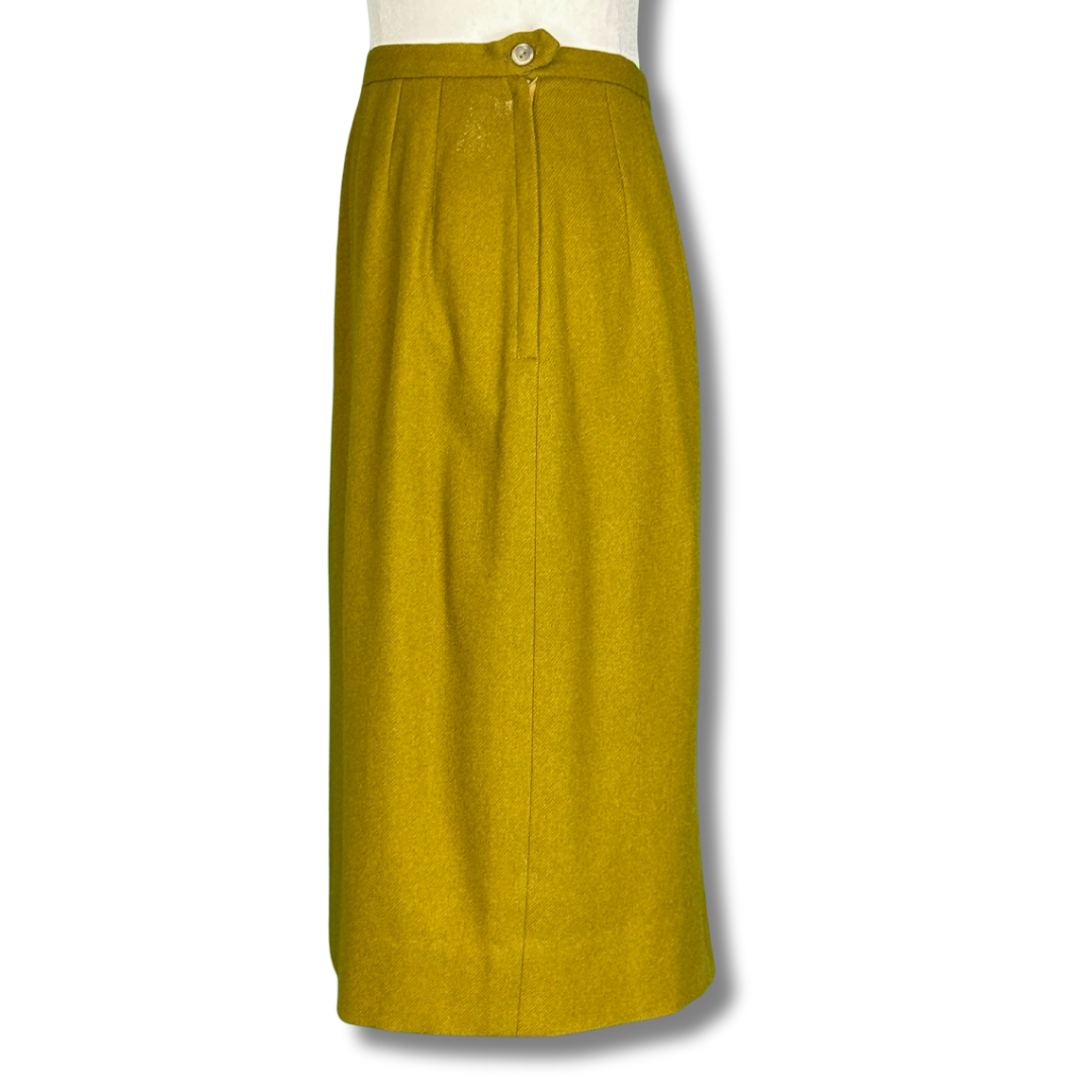 Benita Vintage 50s Mustard Wool Pencil Skirt