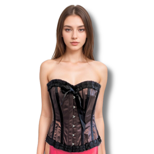 Corset Story Overbust Brown Corset with Black Stripes