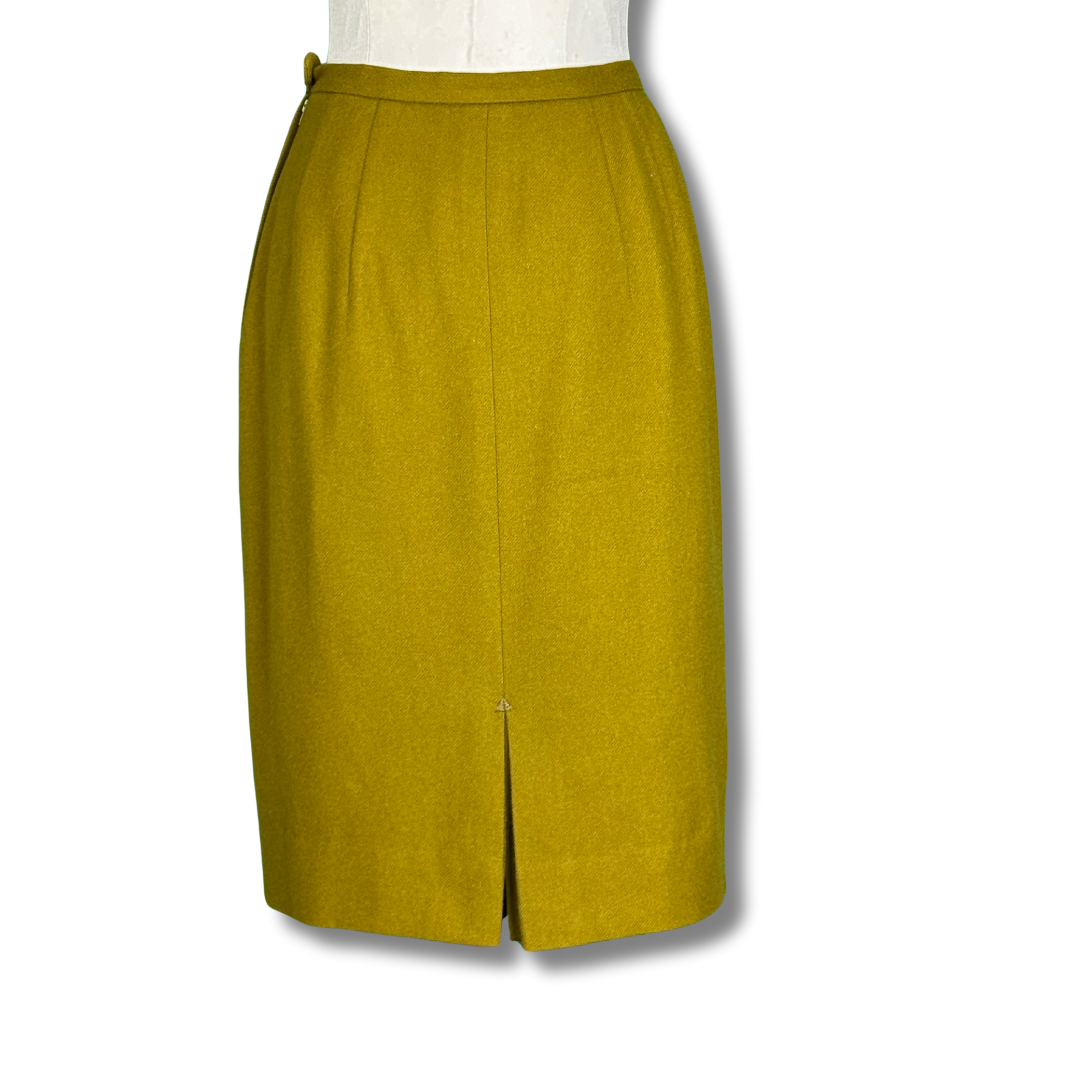 Benita Vintage 50s Mustard Wool Pencil Skirt