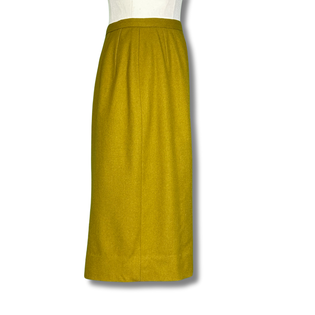 Benita Vintage 50s Mustard Wool Pencil Skirt