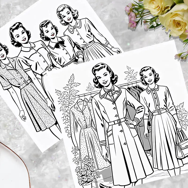 Retro Fashion Colouring Book