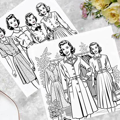 Retro Fashion Colouring Book