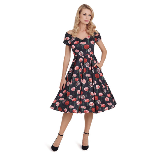 Dolly & Dotty Lily Black Peony Dress