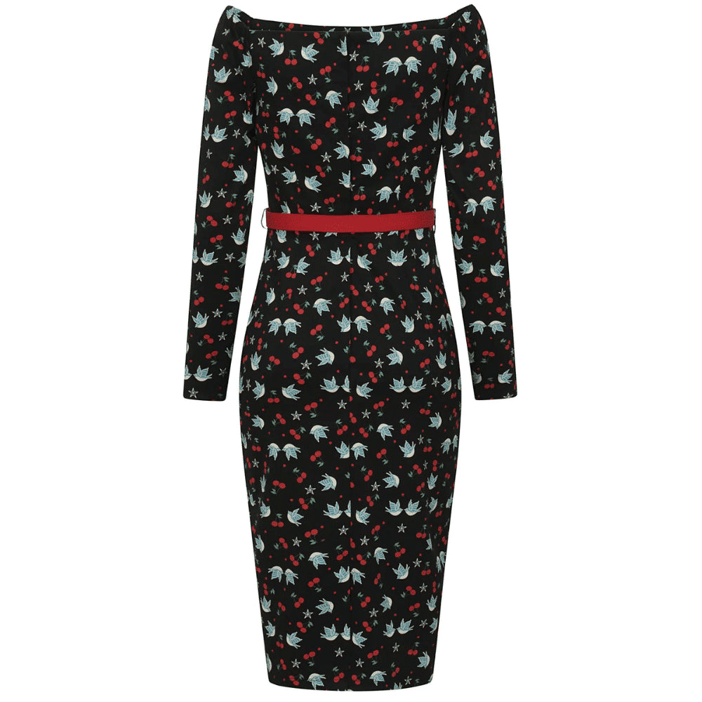 Collectif Meg Swallows & Cherries Pencil dress