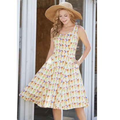 Miss Lulo Heidi Pockets Ice Cream Print Dress