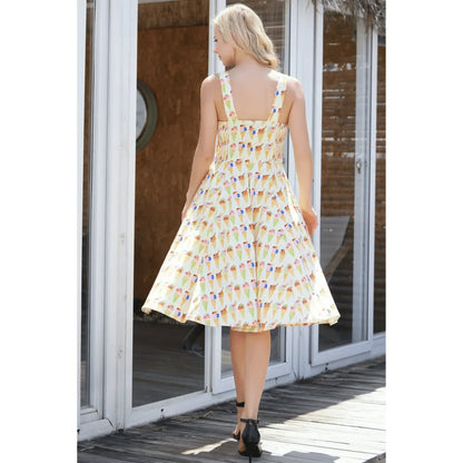 Miss Lulo Heidi Pockets Ice Cream Print Dress