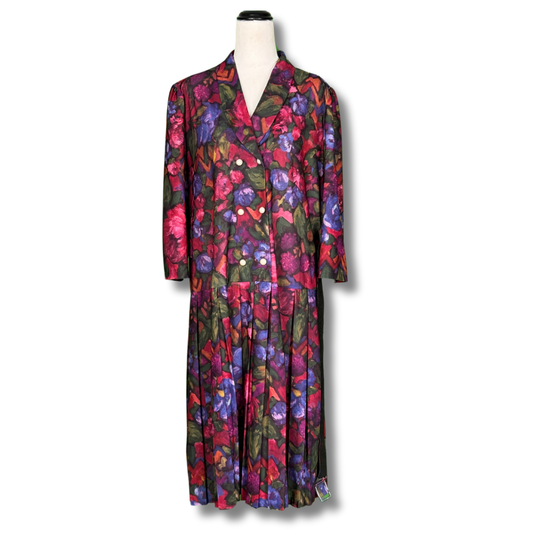 Vintage 1980s Bold Floral Dress