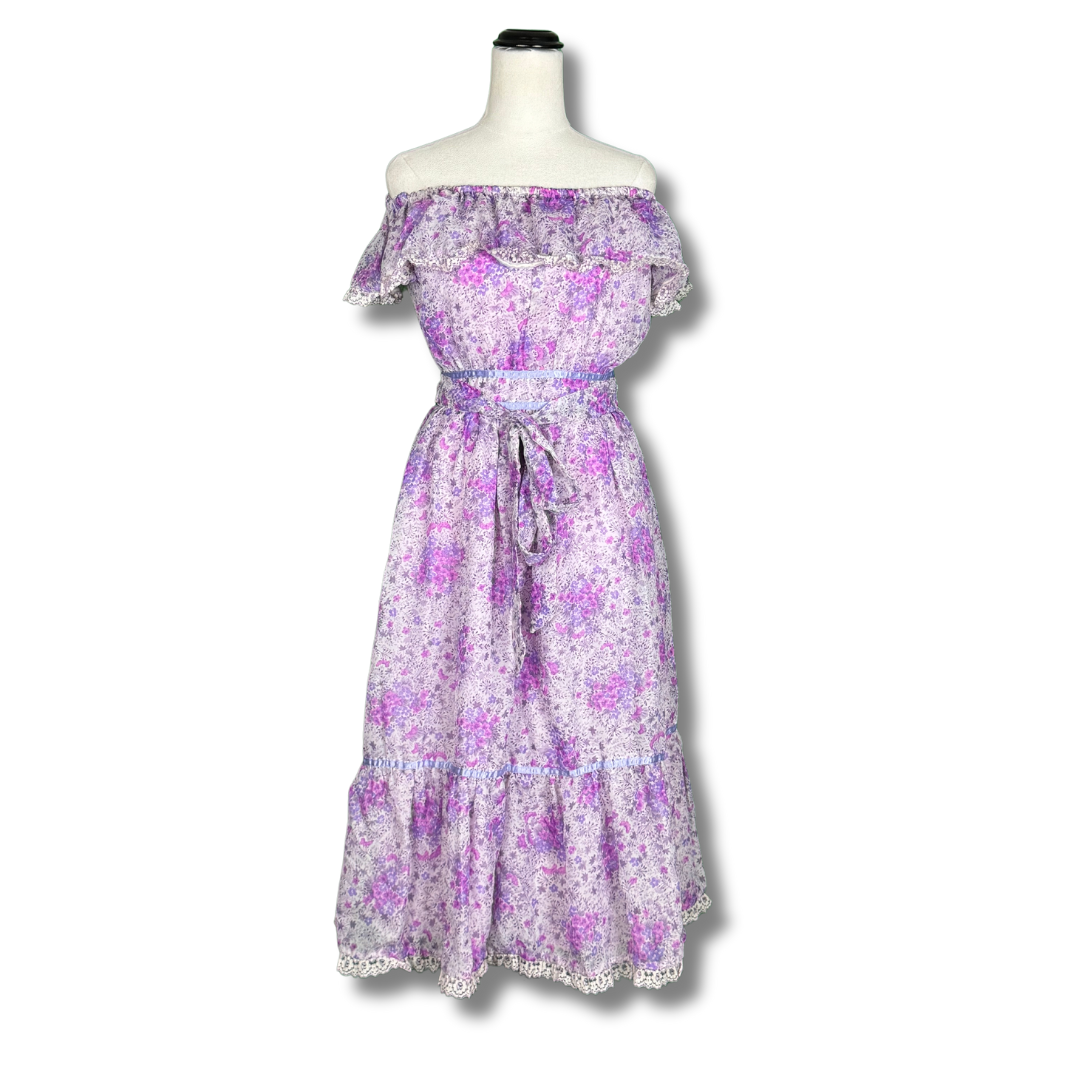 1980s Handmade Lilac Tea Dress