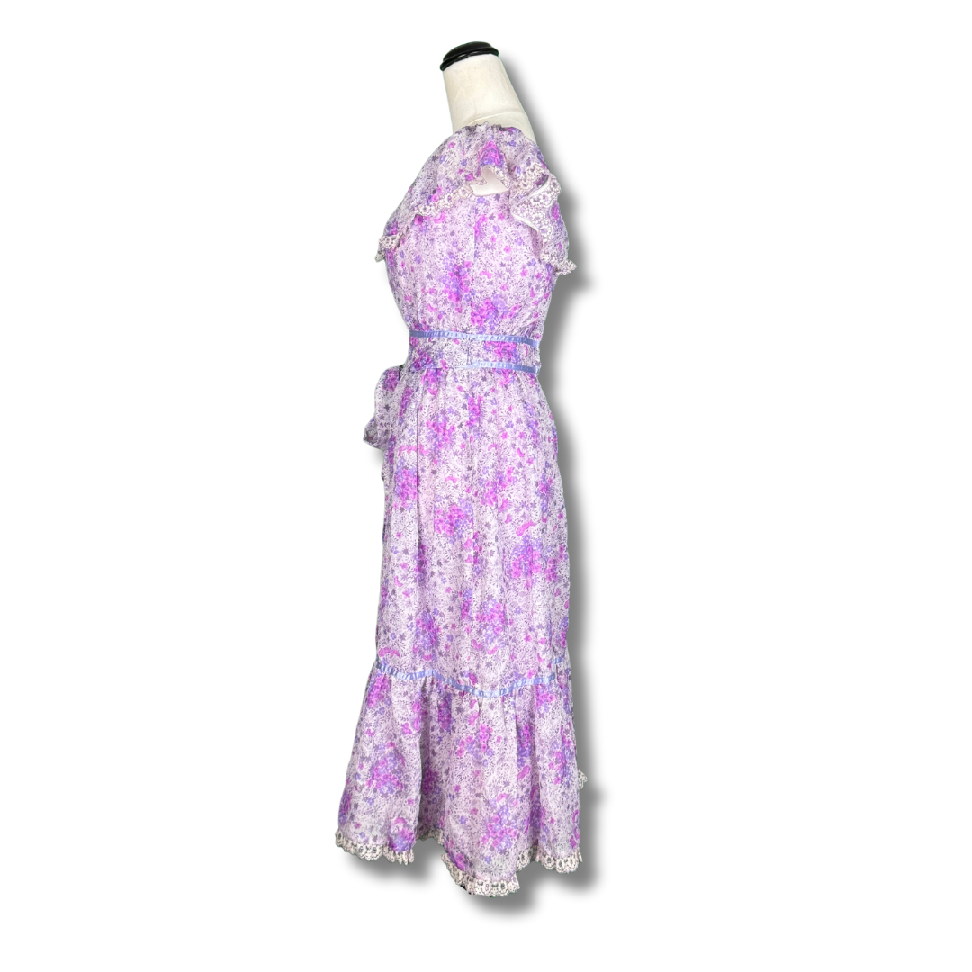 1980s Handmade Lilac Tea Dress