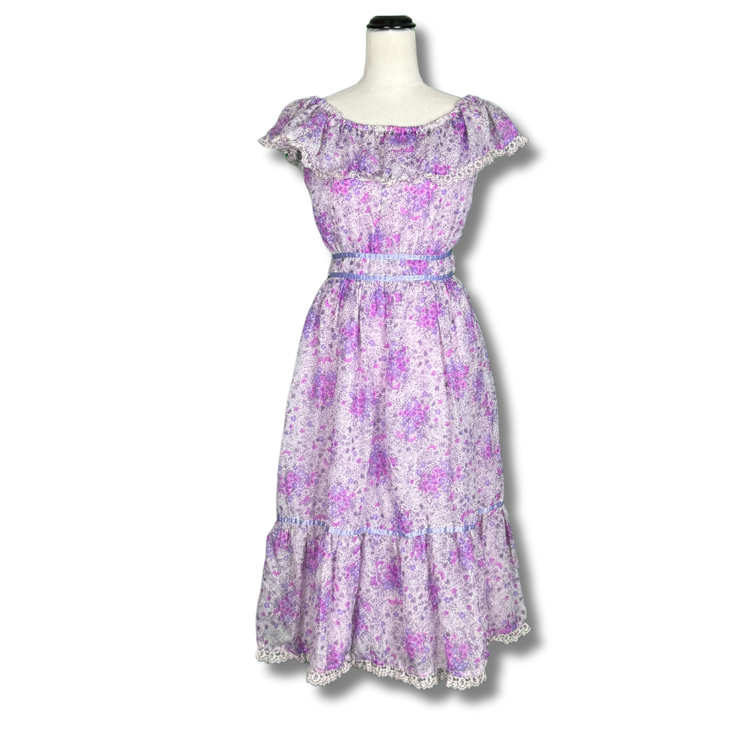 1980s Handmade Lilac Tea Dress