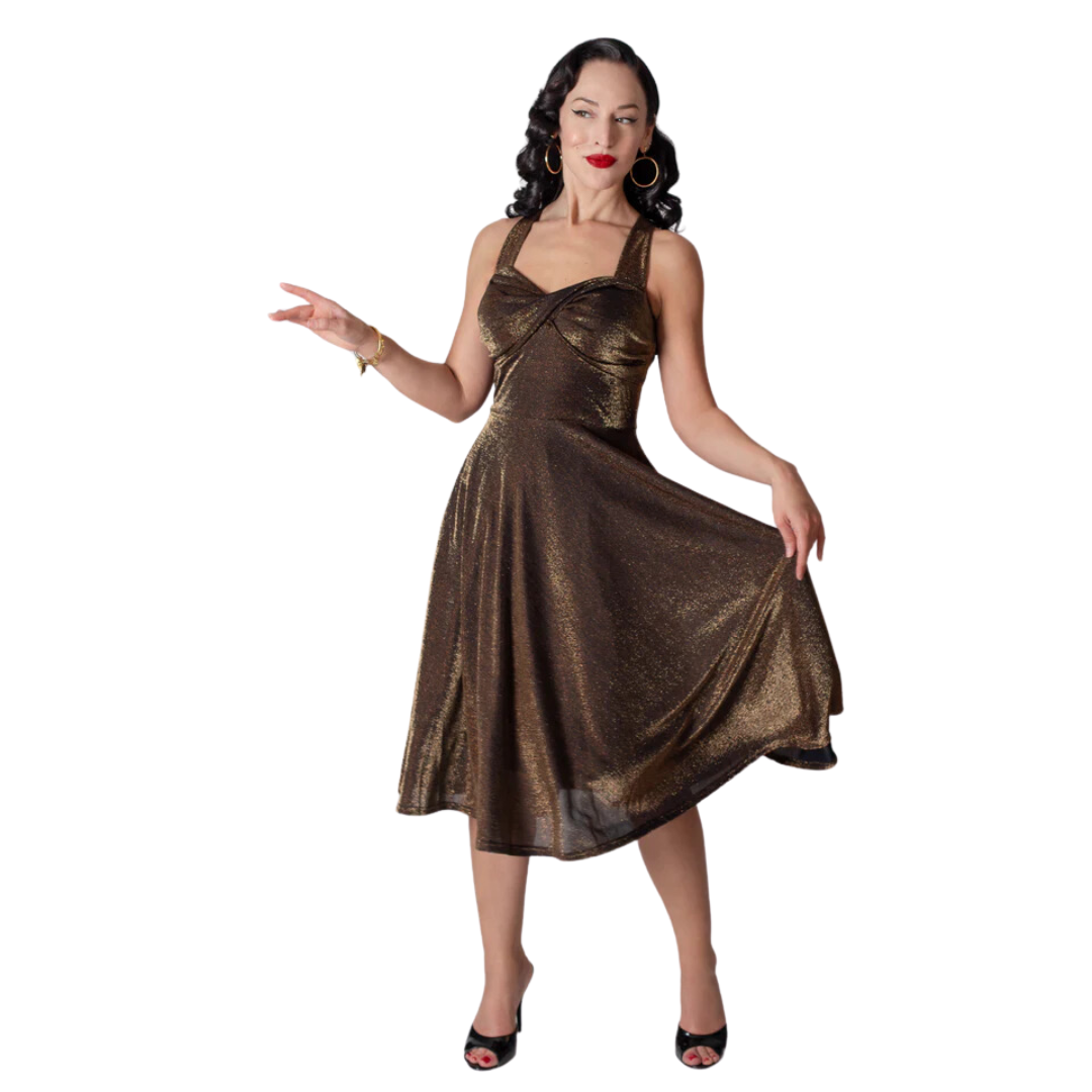 Tatyana Marilyn Dress in Black & Gold