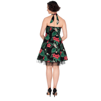 Banned Retro Hibiscus Halter Mini Dress