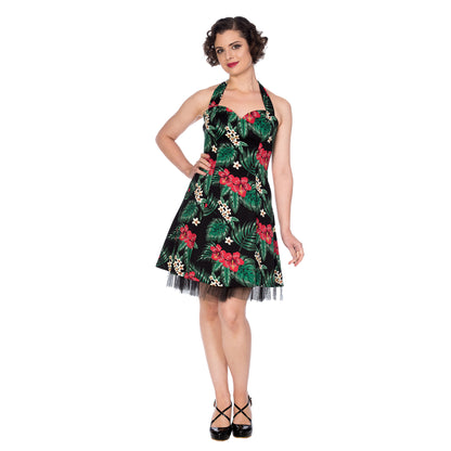 Banned Retro Hibiscus Halter Mini Dress