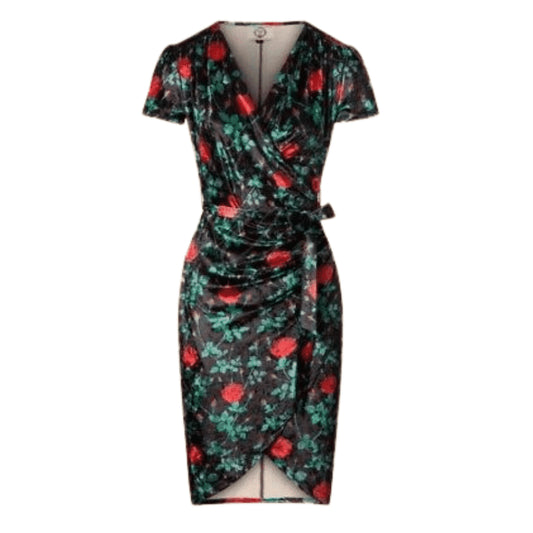 Banned Retro Velvet Roses Pencil Dress