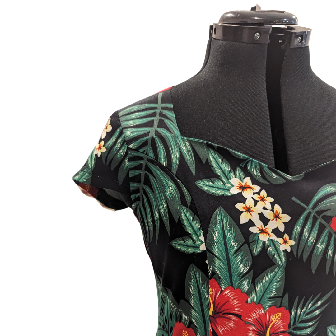 Banned Retro Tropical Fit & Flare Dress with Keyhole Detail