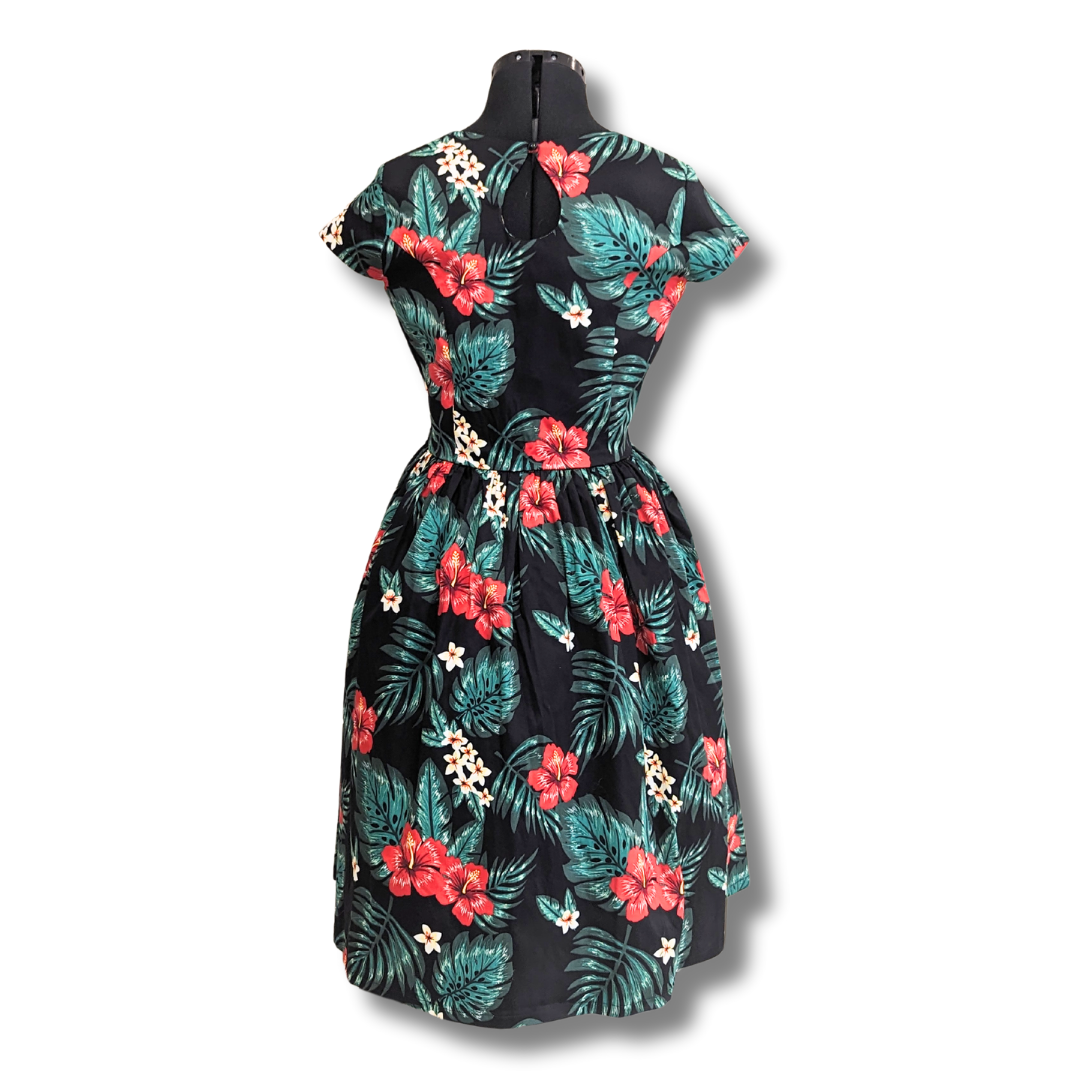 Banned Retro Tropical Fit & Flare Dress with Keyhole Detail