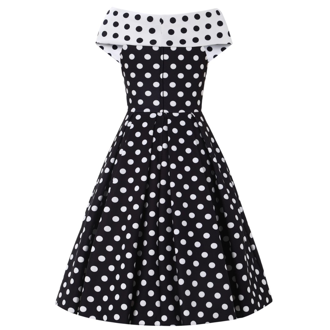 Dolly & Dotty Beverly Black & White Polka Dot Swing Dress - shipping late April