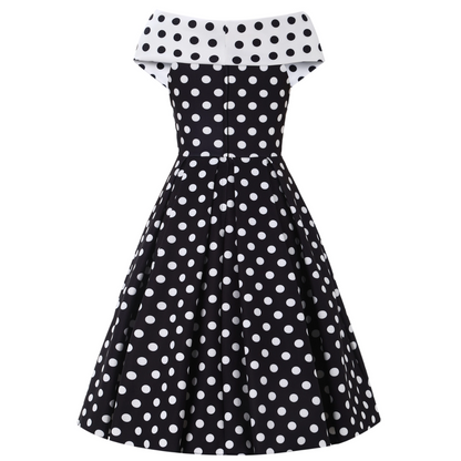 Dolly & Dotty Beverly Black & White Polka Dot Swing Dress - shipping late April