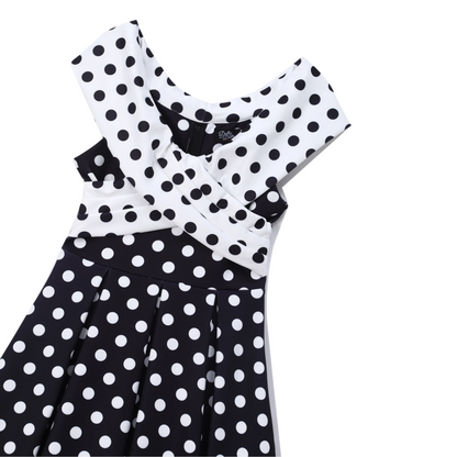 Dolly & Dotty Beverly Black & White Polka Dot Swing Dress - shipping late April