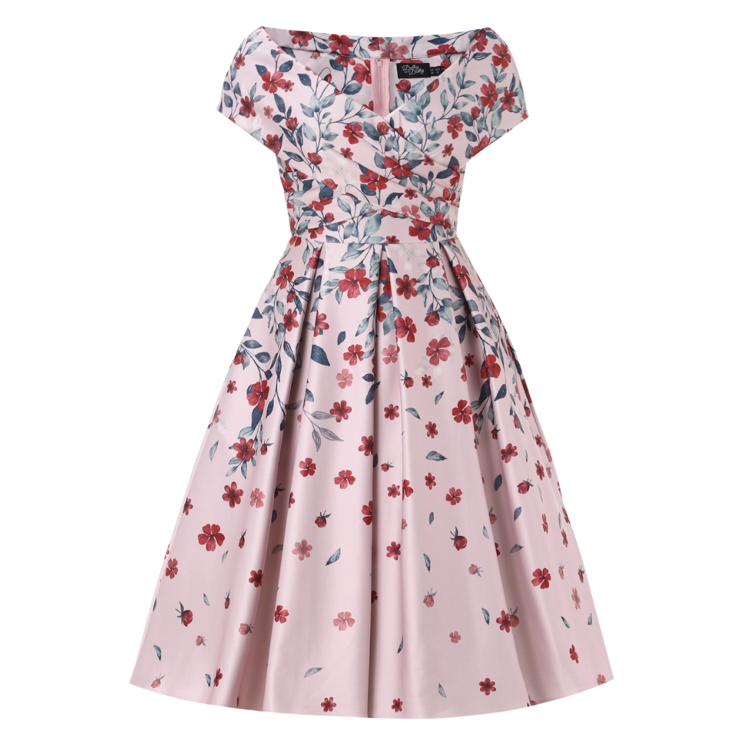 Beverly Pink Falling Flowers Dress  - shipping late April