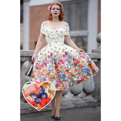 Beverly Yellow Butterfly Garden Swing Dress - shipping late April