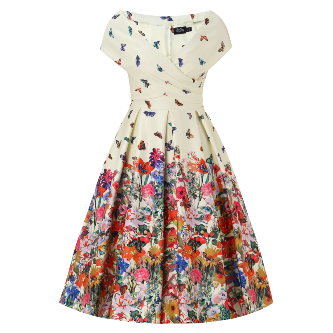 Beverly Yellow Butterfly Garden Swing Dress - shipping late April