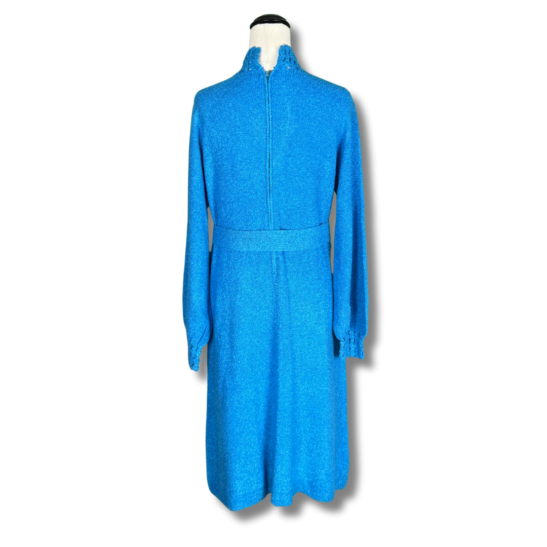 Meis Boulevarde Room Vintage 1970s Blue Knit Maxi Dress