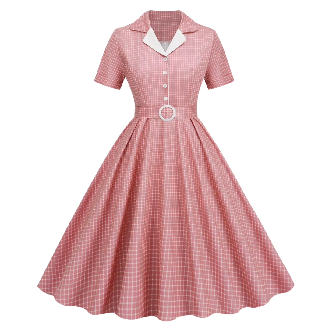 Cotton Candy Diner Dress in Vintage French Plaid