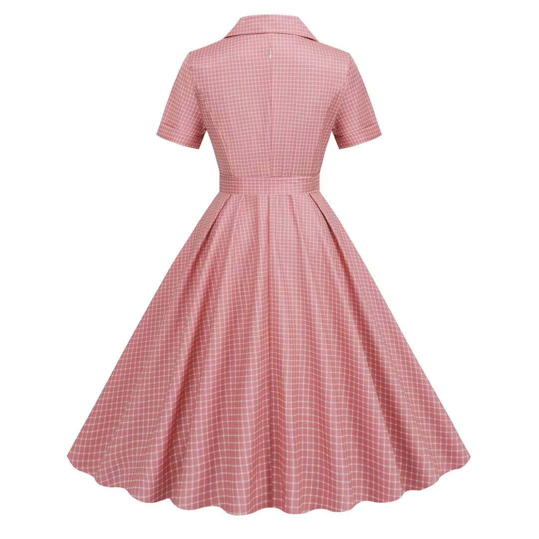 Cotton Candy Diner Dress in Vintage French Plaid