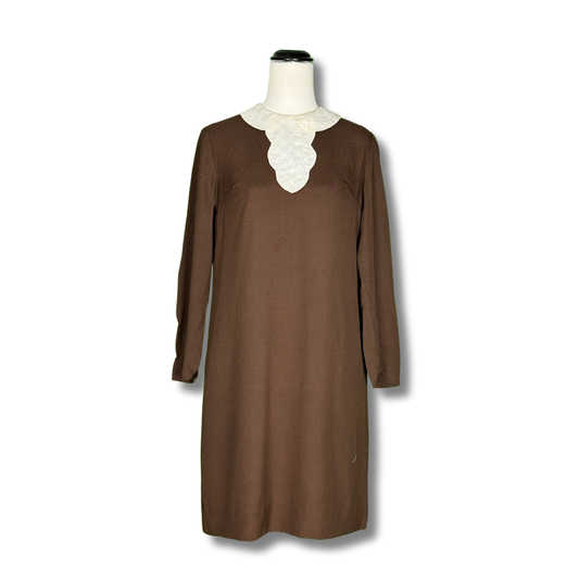 Vintage 1960s Brown Mod Shift Dress