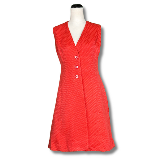 Dorothy Spencer Vintage 1960s Red Button Up Dress