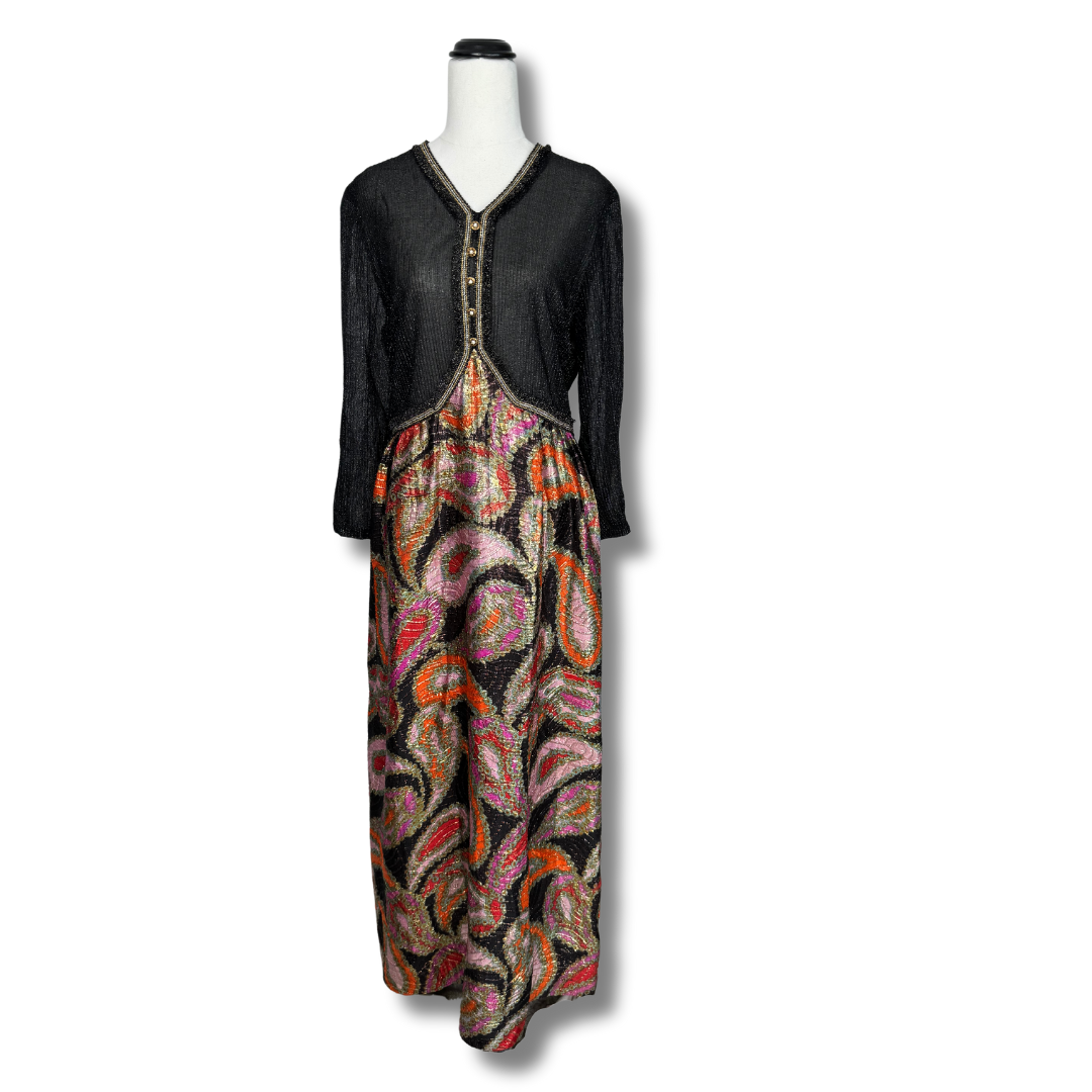 Edy the Joyce Late 70's Metallic Paisley Maxi Dress