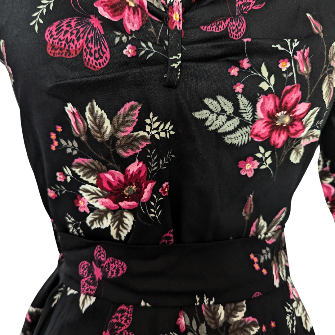 Lady V London Maria Dress in Black & Butterflies