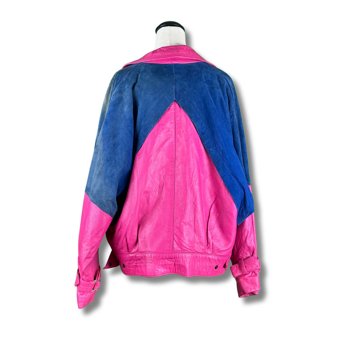 Vintage 1980s Genel Colourblock Leather Jacket