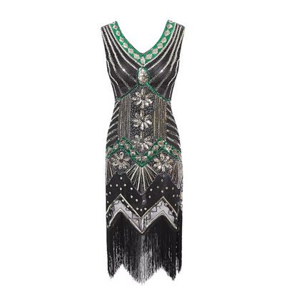 The Gilda 1920's Dress in Emerald Luxe (Sample)