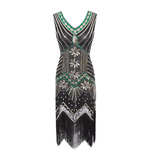 The Gilda 1920's Dress in Emerald Luxe (Sample)