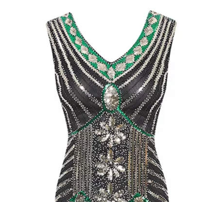 The Gilda 1920's Dress in Emerald Luxe (Sample)