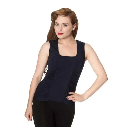 Banned Retro Head Over Heels Top in Midnight Blue