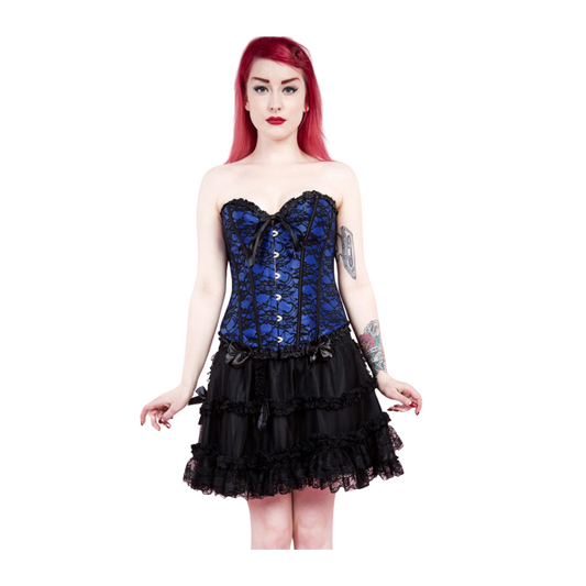 Blue & Black Lace Corset Top