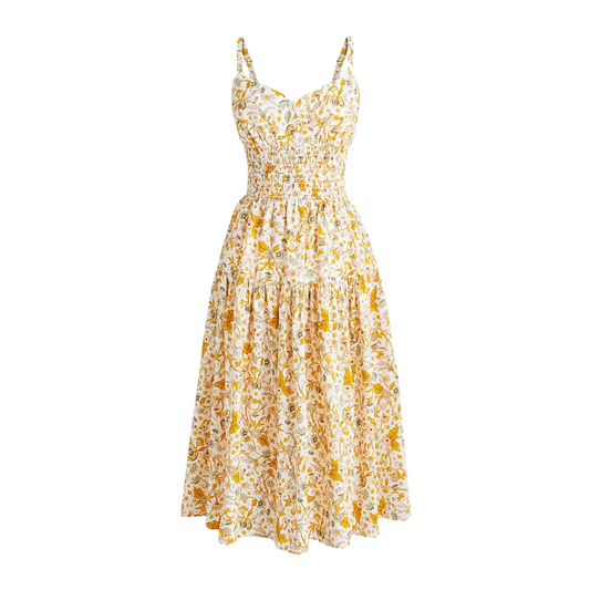 J Crew Smocked-waist dress in sunny blooms