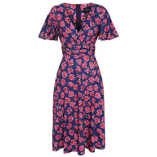 Dolly & Dotty Donna Blue & Red Floral Dress - shipping late April