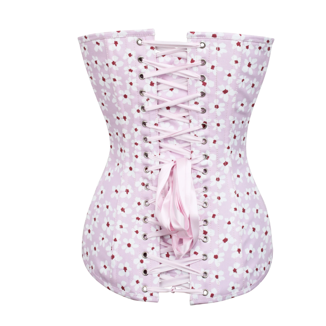 Lilac Floral Longline Overbust Corset