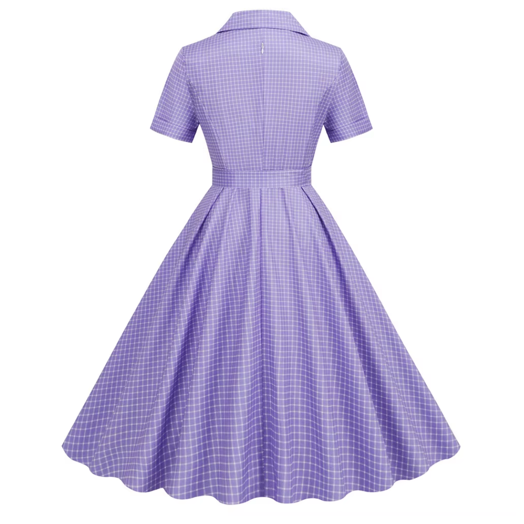 Lavender Haze Diner Dress in Vintage French Plaid