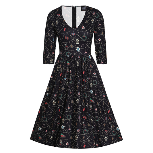 Dolly & Dotty Billy Black Ornament Print Dress - shipping late November